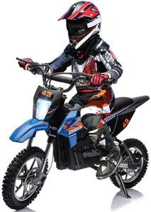 36V Electric Dirt Bike for Kids, Ride on Motorcycle 500W Brushed Motor Variable Speed to 15.5MPH with LED Headlight, Leather Seat,Chain-Driven for Teens Max Load 175lbs,Blue