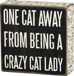 Primitives by Kathy Box Sign, 5-Inch Square, Crazy Cat Lady