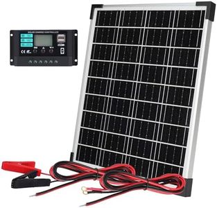 DYVIAHOME Solar Panels Kit Monocrystalline Solar Battery Maintainer 12V 10A Charge Controller with Extension Cable and Clips O-Ring Terminal fit RV Car Rooftop Camp Off Grid Applications(20W)