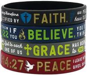 Ezekiel Gift Co. Faith, Believe, Peace, Grace Silicone Bible Bracelets - Christian Religious Jewelry Gifts for Men Women