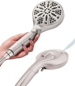 LOKBY High Pressure Shower Head with Handheld - 10 Spray-Settings High Flow Removable Shower Head with Hose - Handheld Showerhead - 59" Stainless Steel Shower Head Hose - Nickel
