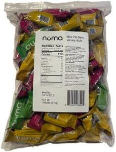 Assorted Mini Peanut Butter Bars, two (2) lb bulk, vegan high protein low sugar, 3 flavor variety, all natural, gluten free, plant based, individually wrapped