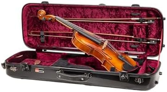 Crossrock Fiberglass Oblong Case fits 4/4 Full-Size Violin, Includes TSA lock, Protective Blanket, Hygrometer, Accessory Compartments-Black (CRF2020VBK-R)