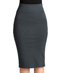 Stars and You Women's Knee Length Formal Pencil Skirt with Elastic Waist Band (Size in inches XS-26, S-28, M-30, L-32, XL- 34, XXL-36 INCHES) (30, Dark Grey)