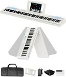 Keyboard Piano 88 Keys V50 Digital Piano Weighted Dynamic Keyboard 30W Speakers Touch-Sensitive Control Panel Inbuilt Video and Audio Recording Feature Headphone and External Speaker Support (White)