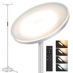 OUTON Floor Lamp Modern, LED Torchiere Lamp 30W 3000LM, Tall Standing Lamp with 4 Color Temperatures, Stepless Dimmable, Remote and Touch Control, 1 Hour Timer for Living Room Bedroom, Silver Grey