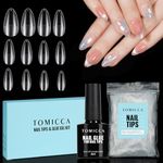 TOMICCA Nail Extension Kit, Nail Tips and Glue Gel Kit, 4 In 1 Nail Glue and Base Gel with 120Pcs Medium Almond Nails DIY Nail Art Acrylic Nail Kit Easy Nail Extension Set, Gifts for Women Girls