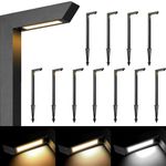 Gardencoin 3CCT LED Low Voltage Landscape Pathway Light Wired, Premium 3000K/4000K/5000K Selectable Path Lighting, Modern Walkway Lights Outdoor, Higher Aluminum Housing with Larger Stake (12 Pack)