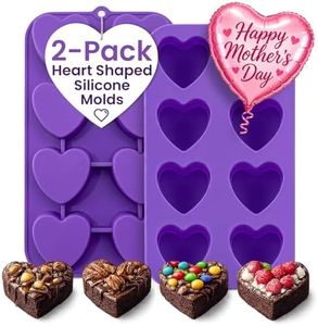 Bakerpan 2 Pack Heart Molds Silicone, Heart Shaped Cake Pans - Valentines Heart Molds for Baking