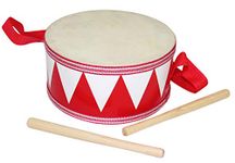 8-inch Kids Drum - Double Sided Skin Head - 36-inch Strap - Wooden Drumsticks Red