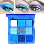 Blue Eyeshadow Palette, Glitter Eye shadow Makeup,Navy Blue Eyeshadow Shiny Sparkle Shimmer Waterproof Pallete,Royal Blue Glitter Eye Eyeshadow Make Up (Blue)