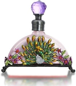 YU FENG Antique Peacock Perfume Bottles Vintage Decorative Fancy Crystal Glass Perfume Bottle Empty Refillable(Pink,20ML)