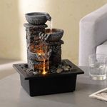 Kalona Tabletop Fountain 3 Bowls with LED Light Soothing Water Flowing Sound Fountain Zen/Meditation Home/Office Decor Home Décor Relaxation Indoor (23113)