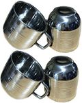 Khandekar (with device of K) Set of 4 Stainless Steel Coffee Cup/Tea Cup Silver Color Each Cup Size 2.9 X 2.9 Inch