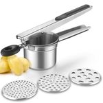 WILLIZTER Stainless Steel Potato Ricer Masher Mashed Potato with 3 Interchangeable Discs Cutter Puree Pressing Vegetable Fruit Masher Kitchen Gadgets