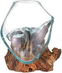 Cohasset Gifts 650-15A Cohasset Molten Sculpture, Approximately 6" Wide, Natural Wood and Recycled Glass