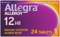 Allegra Adult 12HR Non-Drowsy Antihistamine, Fast-acting Allergy Symptom Relief, 60 mg, 24 Count (Pack of 1)