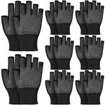 8 Pairs Yoga Gloves Non Slip Grip Fingerless Gloves Women's Gloves Men's Fingerless Gloves Work Gloves Warm Winter Gloves Half Finger Gloves for Women Men (Black)