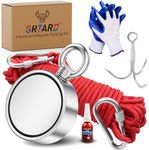 Grtard Fishing Magnet Kit with 1000LBS(453KG) Strong Magnet, Double Sided Neodymium Magnet Fishing Kit with 20m (65 Foot) Durable Rope and Protective Gloves