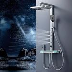 JABON BAGNO Shower Panel System with LED Temperature Display, Top Shower, Hand Shower, Body Jets, Bucket Filler and Hand Shower