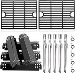 Criditpid Barbecue Replacement Parts for Nexgrill 5 Burner 720-0888, 720-0888N, 4 Burner 720-0830H, 17" Cast Iron Cooking Grates, Burners Tubes, Heat Plate Shields and Igniters for Nexgrill.