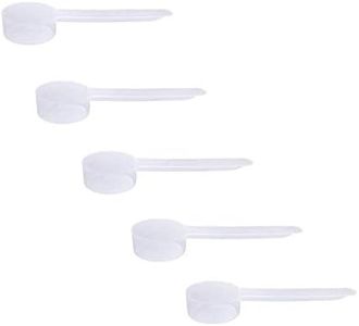 Plastic Measuring Scoop, 2 teaspoon (11 cc | 11 mL) Long Handle Spoons for Powders, Granules, Coffee, Pet Food, Baking Supplies, Protein and Other Dry Goods, BPA Free (Set of 5)