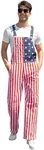 Kidsonny Mens American Flag Overalls Pants Adjustable Straps Male Red White Blue Jean Coveralls 4th Of July Romper