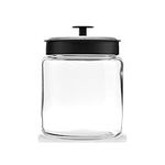 Anchor Hocking Montana Glass Jars with Fresh Sealed Lids, Black Metal, 64 oz (Set of 2)