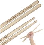 Personalized Drumsticks with 5A Size Custom Laser Engraved Wooden Drum sticks, Personalized Gift for Musicians, Drummer, Band - Musical Instruments