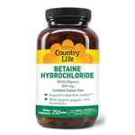 Country Life Betaine Hydrochloride 600 Mg Pepsin, 250-Count