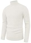 Sailwind Mens Jumpers Twisted Knitted Turtleneck Sweater Casual Soft Pullover Sweaters for Men (White, M)