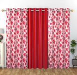 Impression Hut Polyester Suprem Abstract Flower Pattern Printed Curtain for 4 X 7 Door | Living Room and Kitchen Hall | Home and Office Set of 3 Pc- Maroon