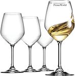 PrimeWorld Allegra European Style Crystal Clear 420 ml Red Wine and White Wine Glasses Set of 4 pcs, 100% Lead Free Glass, Unique Modern Design