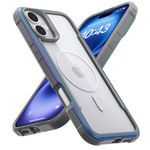 RAPTIC Shield Magnetic for iPhone Case, Compatible with MagSafe, [for 2024 Shutter Button Shockproof Clear Case], Military Grade 13FT Drop Tested, Durable Aluminum Frame, 6.1 inch, Iridescent