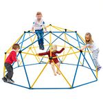 HONEY JOY 10FT Climbing Dome with Swing, Upgrade Jungle Gym Monkey Bar for Backyard, Outdoor Climbing Toys for Toddlers Playground Equipment, Supports 800 LBS, Geometric Dome Climber for Kids Age 3-10