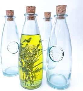 Vidrios San Miguel, 10oz Oil And Vinegar Dispenser Set With Cork Stopper, Made Of 100% Recycled Glass, Decorative Cruet Set With For Kitchen, Salad Dressing Cruet, Vanilla Extract Bottles.