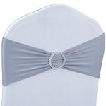 Babenest Spandex Chair Sashes Bows 30PCS Premium Stretch Chair Cover Band with Buckle Slider Universal Elastic Chair Ties for Wedding Party Ceremony Reception Banquet Decoration (Grey)