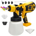 Fence Paint Sprayer Compatible with Dewalt 18V Battery, Cordless HVLP Paint Spray Gun with 3 Copper Nozzles and 3 Patterns for Sheds, Walls, Ceiling, Cabinets, Doors (Battery Not Included)