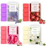 DERDUFT Scented Soy Wax Melts 4 Pack, Home Fragrance for Wax Melt Candle Warmer, Scent of Lavender, Rose, Jasmine, Cherry