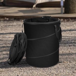 Audoyon 24 Gallons Collapsible Trash Can with Gloves, Camping Trash Can with Lid, Pop Up Garbage Can for Outdoor, Large Capacity Leaf Bags for Yard, Lawn, Reusable Garden Garbage Bag - Black