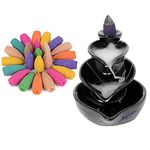 SIGNAMIO® Ceramic Back Flow Incense Holder,Incense Burner with 30 Back Flow Incense Cones for -Pooja,Meditation,Prayer,Aromatherapy Ornament Home Decor-1-Pcs/30 Cones -DN-10