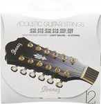 Ibanez IACS12C Bronze Wound 80/20 12 String Acoustic Guitar Strings - Light Gauge, gold,silver