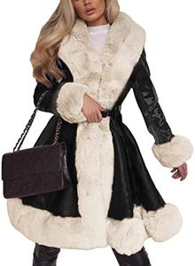 Aurgelmir Women's Faux Leather Jacket Coat Short/Long Parka Coat with Fur Collar Outwear