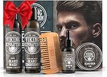 VIKING REVOLUTION - Beard Conditioner Kit - Beard Grooming Kit For Men - Softens, Smoothes & Soothes - With Beard Wash & Conditioner, Beard Oil, Beard Balm and Beard Comb