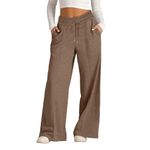 HOOUDO Wide Leg Joggers for Women UK Baggy Elastic High Waisted Sweatpants Loose Casual Tracksuit Bottoms Ladies Lounge Trousers Jogger Pants for Sport Yoga Running Deals of The Day Sale Coffee