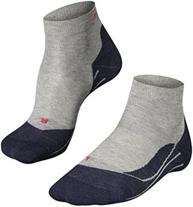 FALKE Men's RU4 Endurance Short Running Socks, Quarter, Medium Cushion, Breathable Quick Dry, Organic Cotton, Grey (Light Grey 3406), 9-10, 1 Pair