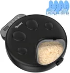 Automatic Cat Feeder Wet Food,Cordless Wet Pet Food Dispenser with 4 Ice Packs,4 Meals Per Day Fresh Food Refrigerated Container,Programmable Timed Battery Operated Auto Feeder for Kitten(Black)