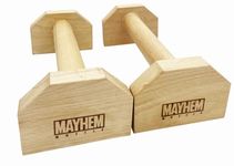 Mayhem Muscle Solid Wood Handstand Push up Bars(Pair) of Kings Non Slip Calisthenics Planche Home Gym Workout parallettes Parallel l p Sits Solid Stand (20 inches)