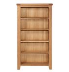 Hallowood Furniture Cotswold Oak Wide CD Storage in Oak Finish, Bookcase with 5 Shelves, Wooden DVD Storage Cupboard, CD or DVD Tower, Book Shelf for Office, Oak Storage Unit