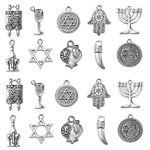 DanLingJewelry 100Pcs 10 Styles Religion Charms Judaica Temple Menorah Charms Star of David Charms of DIY Bracelet Necklace Making